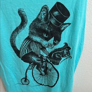 Next Level Apparel Turquoise Cat Graphic Tank Top